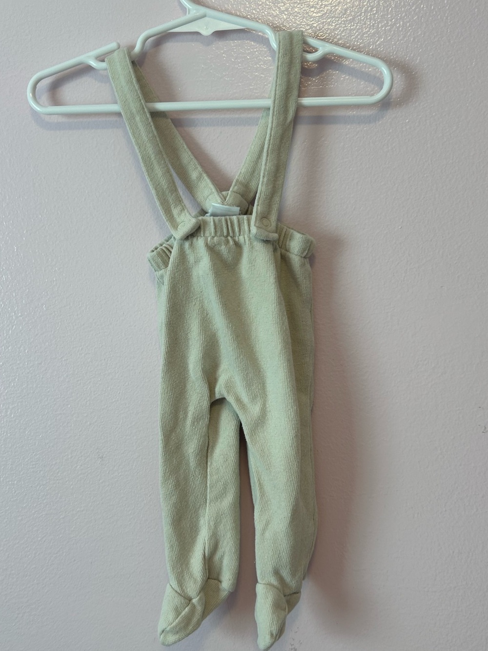 Zara Baby Cream Knit Footed Suspender Pants Sz 1-3 Mo